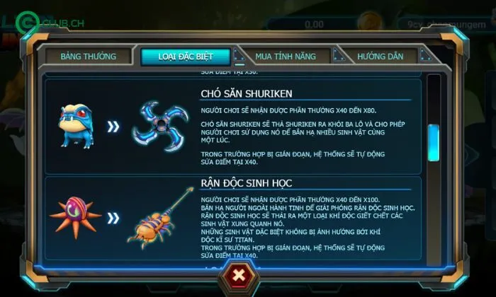 Alien Hunter 9CLUB Phần thưởng đặc biệt