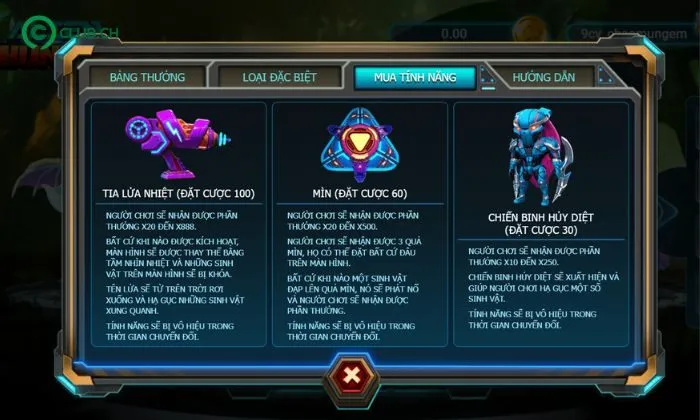 Alien Hunter 9CLUB Tính năng mua thưởng